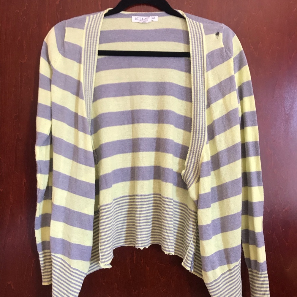 Billabong Grey and Yellow Striped Cardigan (S)